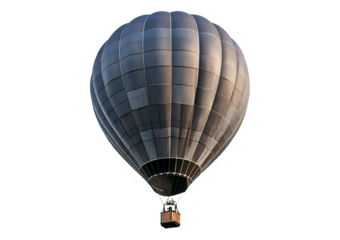 Gray hot air balloon floating isolated on transparent or white background