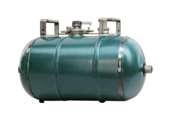 Liquefied nitrogen industrial gas container, isolated on transparent or white background