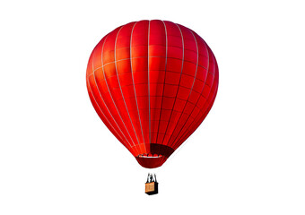 Red hot air balloon floating isolated on transparent or white background