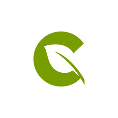Green Letter C Leaf Logo Design