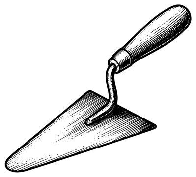 vintage illustration of a trowel on a , handle, illustration, against transparent background
