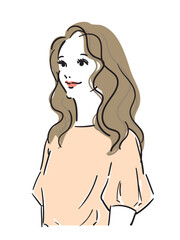 ロングヘアの美しい女性上半身