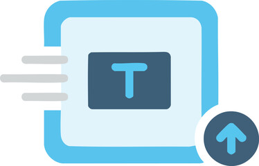 Obraz premium Blue Square Icon with Letter T.