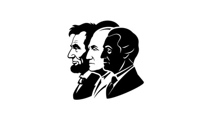 
Presidents' Day , black vector icon style, simple shape, clean cut, white background, no shadow, no text, no gradient, high contrast, minimal design.