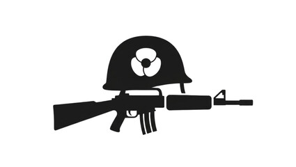 Memorial day , black vector icon style, simple shape, clean cut, white background