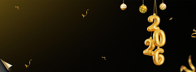 Gold Black Modern New Year's 2026 Greetings Banner © Thakur Vijay Singh