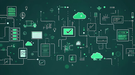 Business and sales-themed background with icons like shopping carts, money, stores, and packages. Ideal for wallpaper, presentations, marketing, and e-commerce designs.