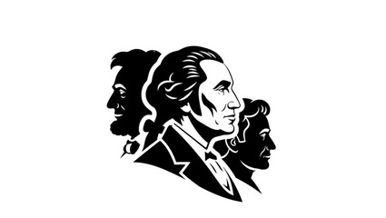 Presidents' Day , black vector icon style, simple shape, clean cut, white background, no shadow, no text, no gradient, high contrast, minimal design.