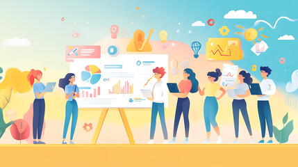 Business and sales-themed background with icons like shopping carts, money, stores, and packages. Ideal for wallpaper, presentations, marketing, and e-commerce designs.