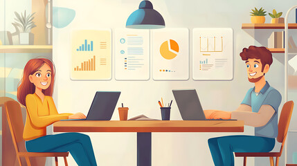 Business and sales-themed background with icons like shopping carts, money, stores, and packages. Ideal for wallpaper, presentations, marketing, and e-commerce designs.