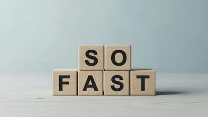 So fast concept with wooden blocks representing quickness and efficiency