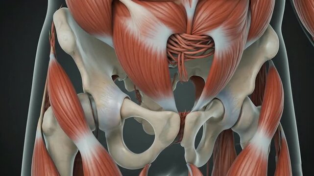 Anatomy of the Pelvic Area: A detailed look at the skeletal and muscular structure of the human pelvis, showcasing the complexity and beauty of the human form.