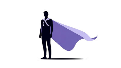 Obraz premium Man standing with purple cape flowing in the wind
