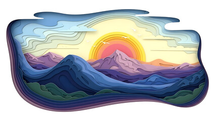 Beautiful mountain landscape with sunset