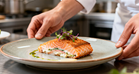 Elegant Salmon Cordon Bleu Dish For Home And Business Use