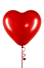 Glossy Red Heart Balloon with Curly Ribbon png