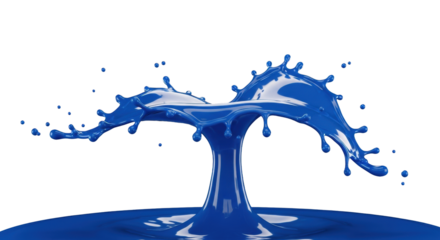 spectacular electric sapphire blue viscous liquid splash frozen in a dynamic asymmetric crown, macro photography against pure void black, dramatic cinematic lighting. concept for luxury serum