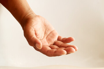 Open Hand Gesture with Palm Facing Upward