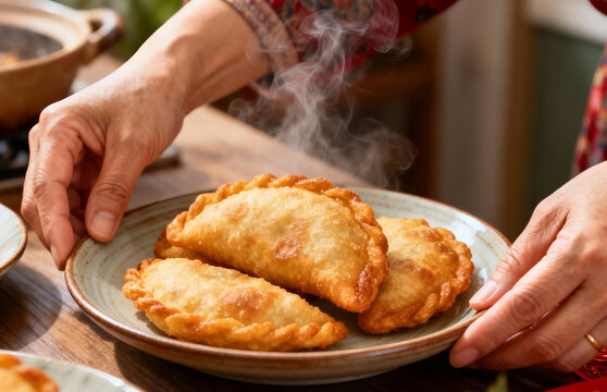 Traditional Fried Panada Snack Prepared For Family Gathering