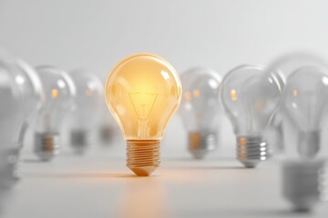 Glow of Innovation: Isolated Light Bulb in a Sea of Ordinary Bulbs