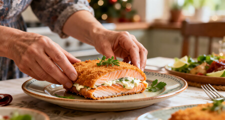Refined Salmon Cordon Bleu Dish With Warm And Clean Appeal