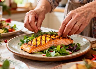 Refined Grilled Salmon Presentation For Professional Food Projects