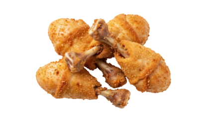 Isolated portion of fried chicken legs for a delicious meal on the go or a buffet line