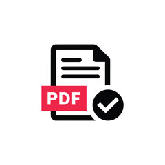 Verified pdf document icon with checkmark symbol