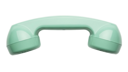 Isolated retro telephone handset in light green color, traditional communication object