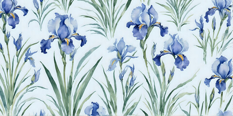 Blue Irises Blue Background 