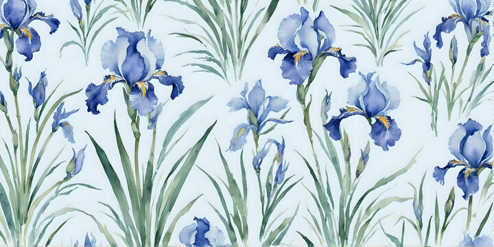 blue irises on a blue background