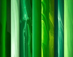 Vertical bands of varying greens create a colorful abstract