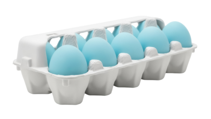 Isolated pastel-colored eggs in a white carton for Easter or any creative colorful celebration