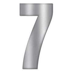 Shiny Silver Number Seven Typography Illustration with Shadow Effect, Isolated on Transparent Background &ndash; Luxury Numeric Symbol Design