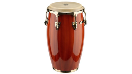 Isolated conga drum, musical instrument, wooden percussion. Red conga for musical group