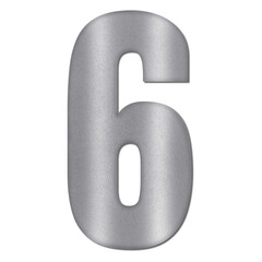 Shiny Silver Number Six Typography Illustration with Shadow Effect, Isolated on Transparent Background &ndash; Luxury Numeric Symbol Design