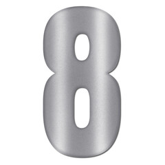 Shiny Silver Number Eight Typography Illustration with Shadow Effect, Isolated on Transparent Background &ndash; Luxury Numeric Symbol Design