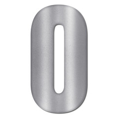 Shiny Silver Number Zero Typography Illustration with Shadow Effect, Isolated on Transparent Background &ndash; Luxury Numeric Symbol Design