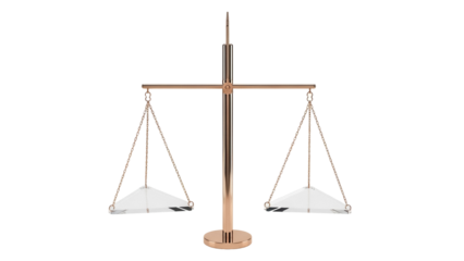 Isolated illustration of balanced scales, symbol of law and justice, legal metaphor, equality