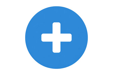 Obraz premium White Plus Sign Icon Inside Blue Circle for Add or Medical Symbol, isolated on a transparent background.