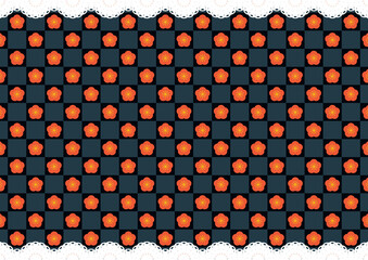 上下レース&times;梅(紺青)