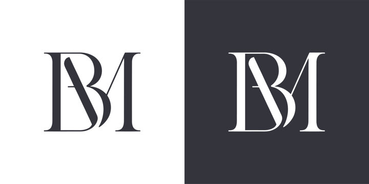 BM Letter Minimalist Logo Design Vector , Initial Logo Vector