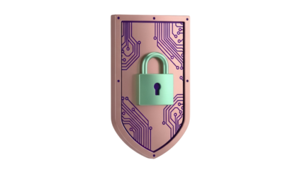 Isolated digital security shield with padlock for data privacy and cyber protection