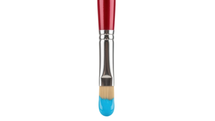 Isolated small paint brush with bright color on the end for art projects or DIY