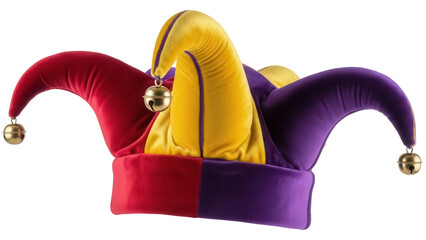 Isolated Carnival Jester Hat with Bells for Mardi Gras, Costumes, Parties and Celebrations