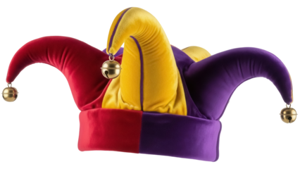 Isolated Carnival Jester Hat with Bells for Mardi Gras, Costumes, Parties and Celebrations