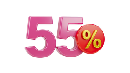 3D 55% discount offer on transparent background