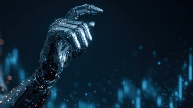 Medium shot of artificial intelligence algorithms processing current market trends to generate realtime auction price predictions automatically. - Powered by Adobe