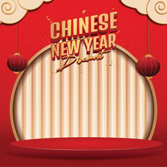 Festive Chinese New Year Discount Stage with Lanterns