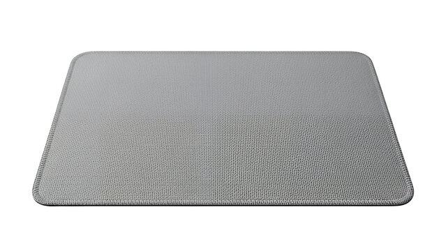 Gray rectangular mat with rounded corners isolated on transparent background
